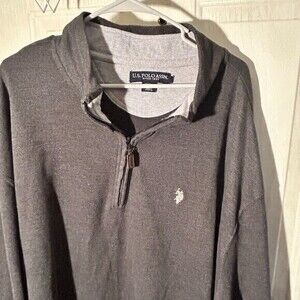 US Polo Big & Tall Men's Black 4XL High Neck Long Sleeve 1/4‎  Zipper Sweatshirt